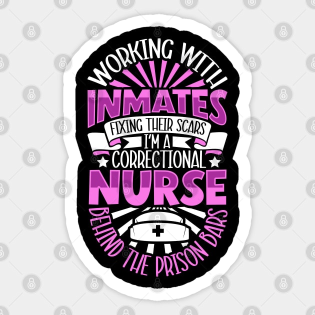 Nurse behind prison bars - correctional care Sticker by Modern Medieval Design
